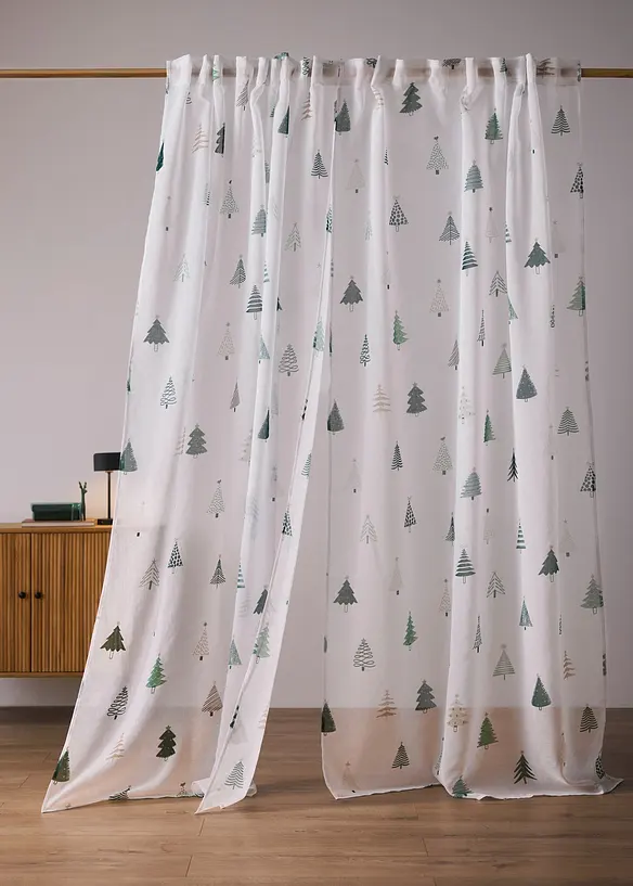 Gardin med juletretrykk (1-pack), bonprix