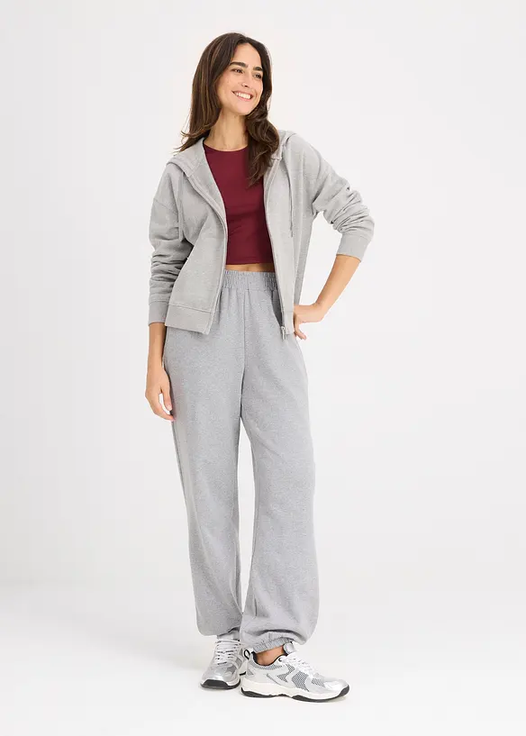 Sweatshirt i myk frotté med glidelås, bonprix