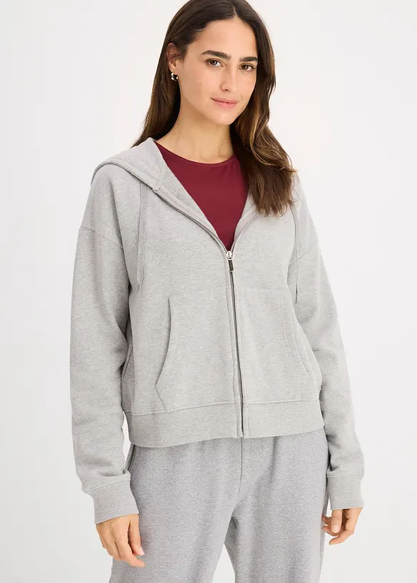 Sweatshirt i myk frotté med glidelås, bonprix