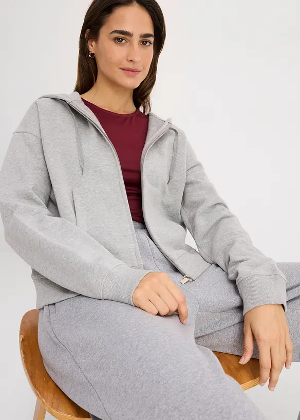 Sweatshirt i myk frotté med glidelås, bonprix