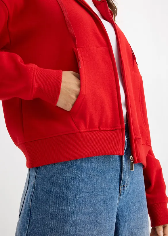 Sweatshirt i myk frotté med glidelås, bonprix