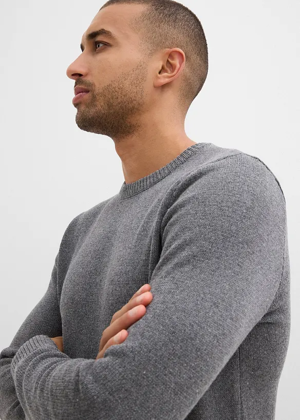 Finstrikket genser med resirkulert bomull, bonprix