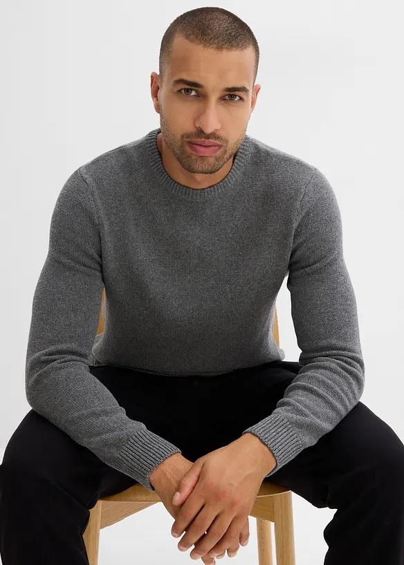 Finstrikket genser med resirkulert bomull, bonprix