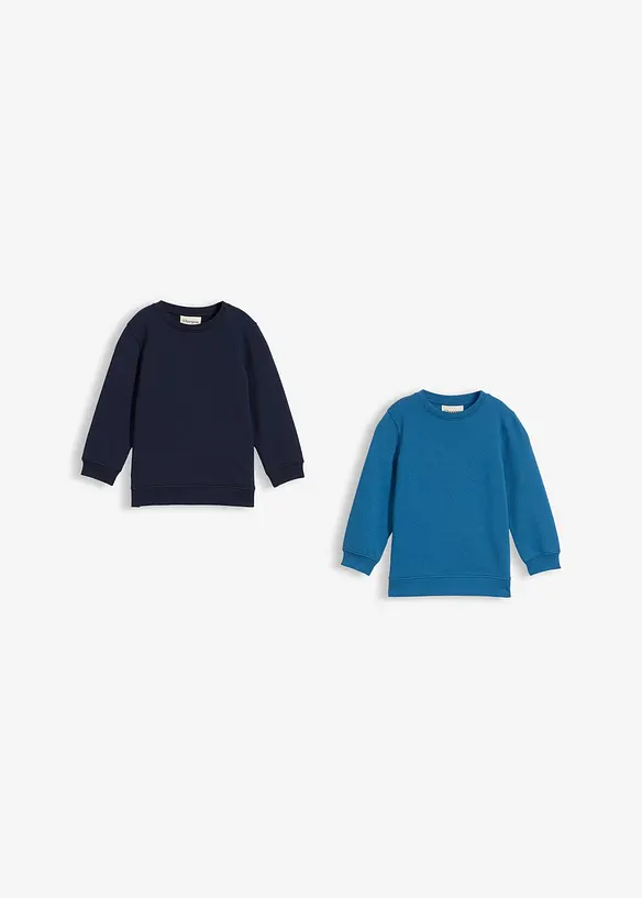 Sweatshirt i myk bomullsmiks (2-pack), bonprix