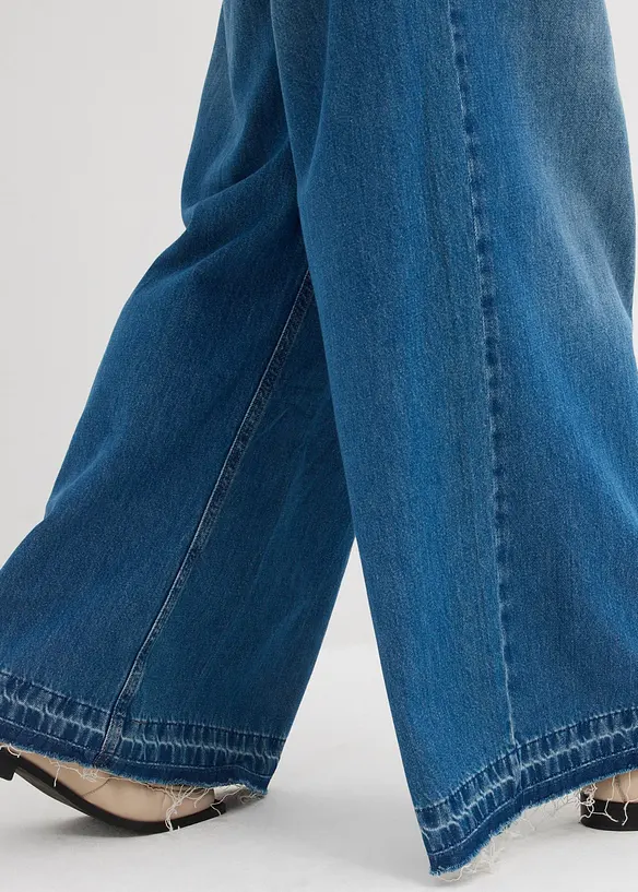 Wide Leg-jeans Mid Waist, komfortlinning, bonprix