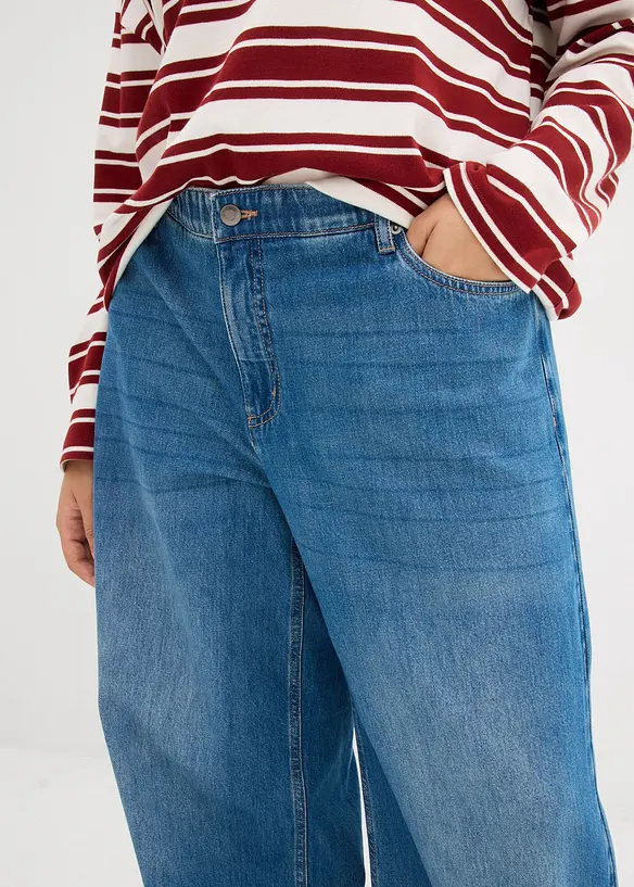 Wide Leg-jeans Mid Waist, komfortlinning, bonprix