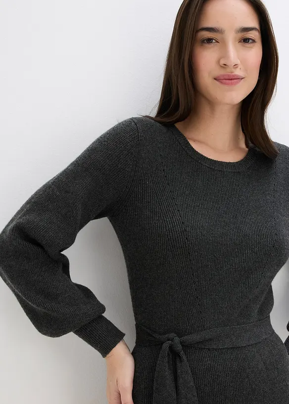 Ribbestrikket kjole i lett viskosemiks, bonprix