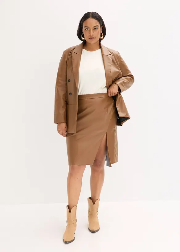 Blyantskjørt i skinnimitasjon, bonprix