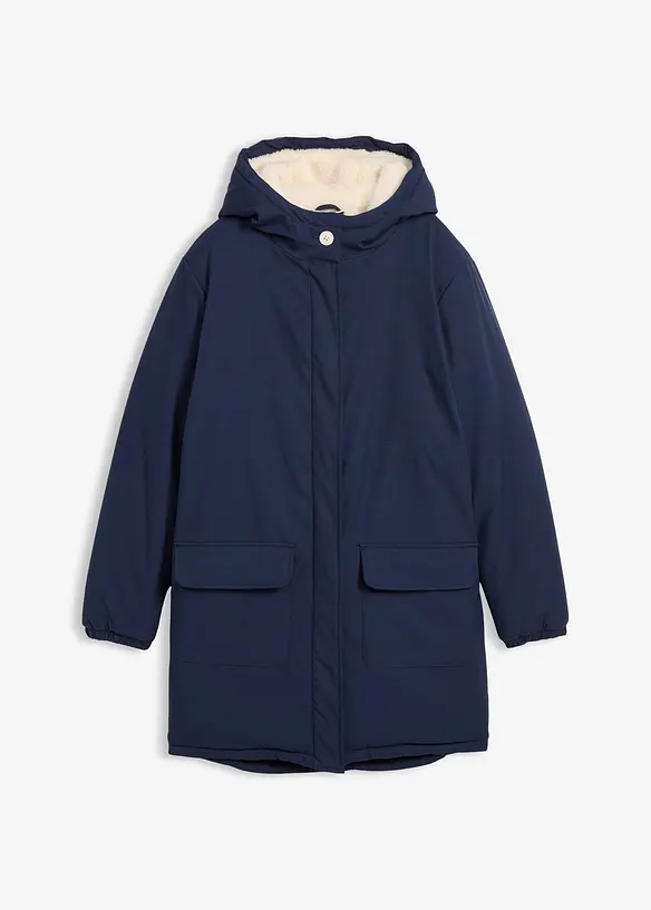 Vannavvisende vinterkåpe med teddyfôr, bonprix