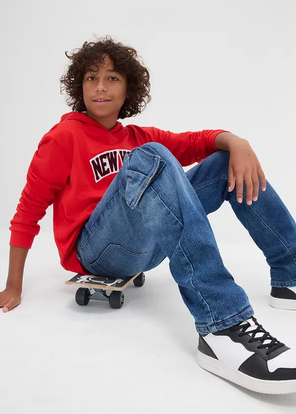 Loose Fit termo-jeans med jerseyfôr, Straight, bonprix