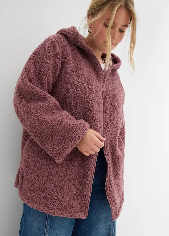 Teddy-fleecejakke i A-modell med sidesplitter, bonprix