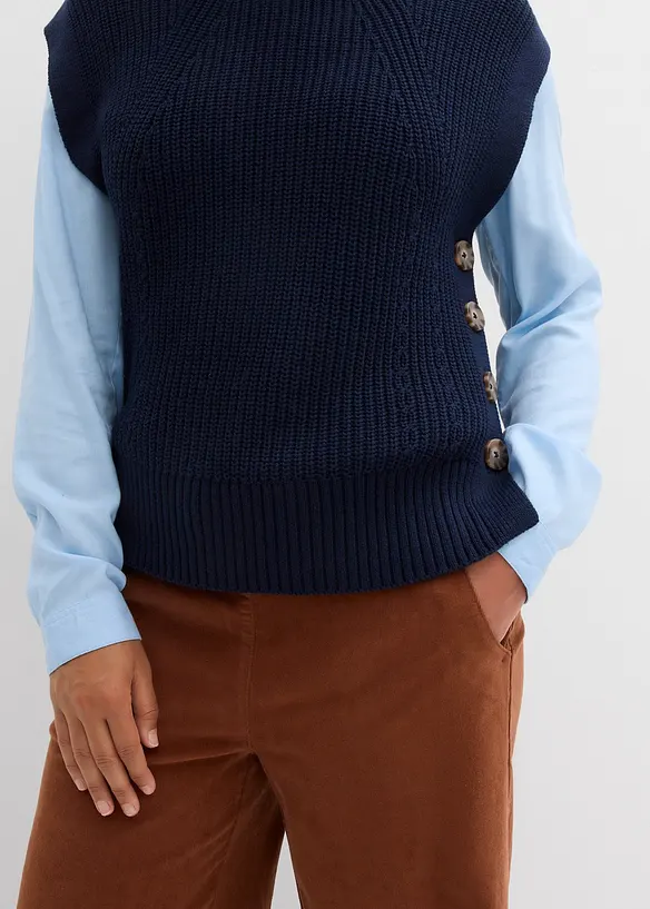 Kordfløyelsbukse med komfortlinning, High Waist, bonprix