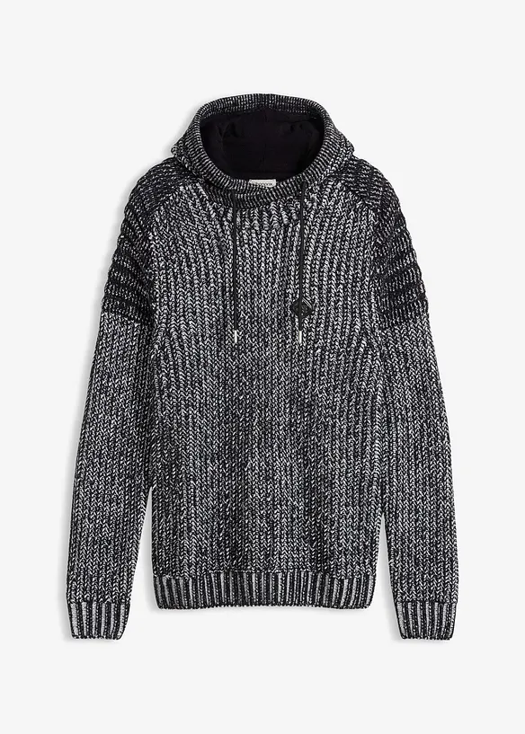 Genser med hette og biker-detaljer, bonprix