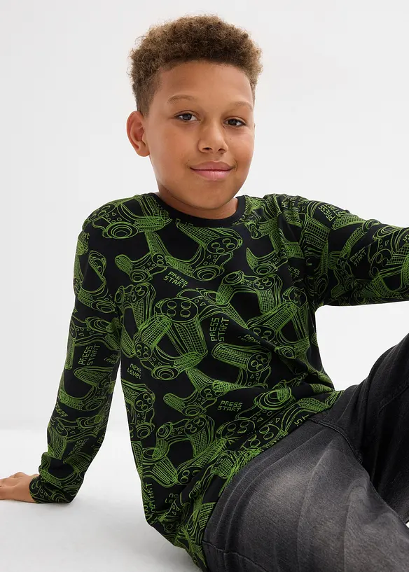 Langermet topp av myk økologisk bomullsmiks (3-pack), bonprix