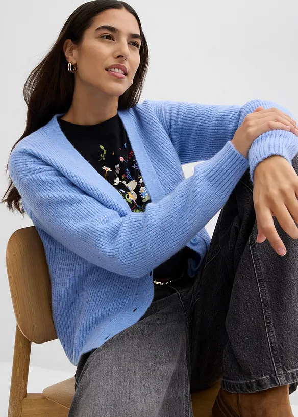 Ribbestrikket cardigan, bonprix