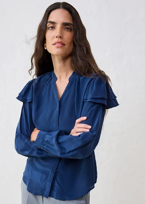 Bluse med silkeandel, bonprix