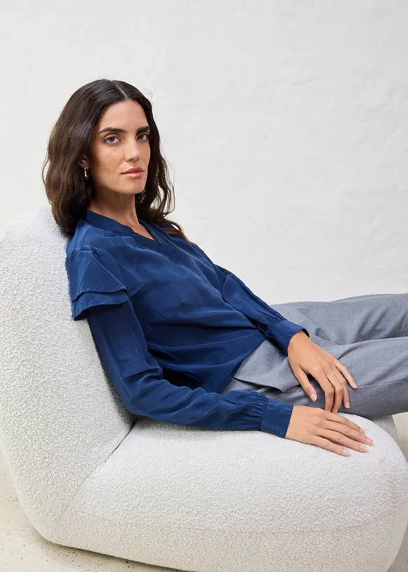 Bluse med silkeandel, bonprix