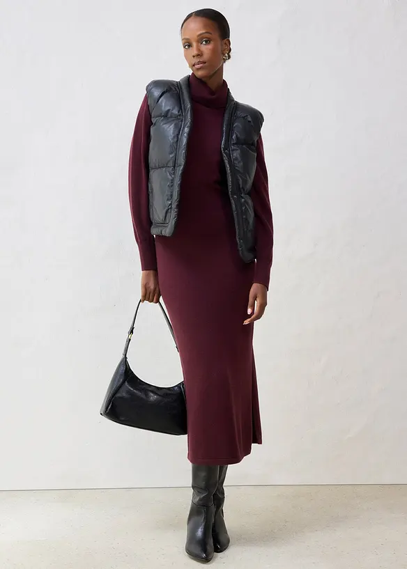 Vattert skinnvest i lammenappa, bonprix