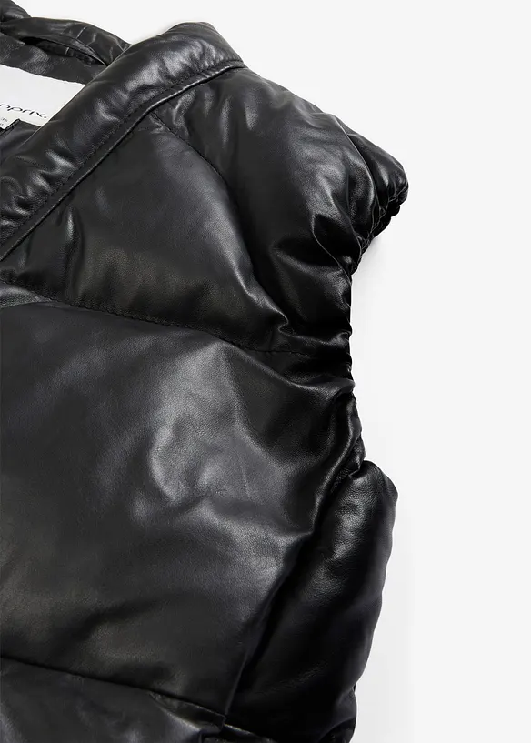 Vattert skinnvest i lammenappa, bonprix