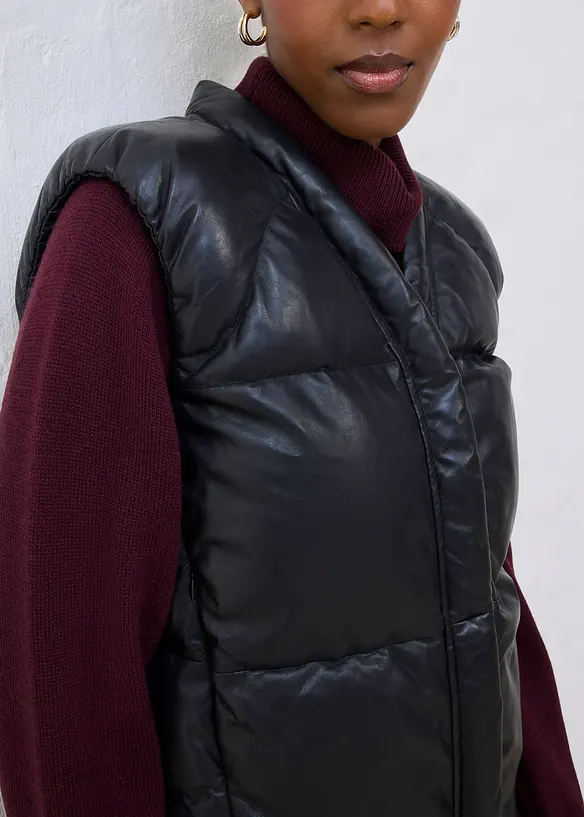 Vattert skinnvest i lammenappa, bonprix