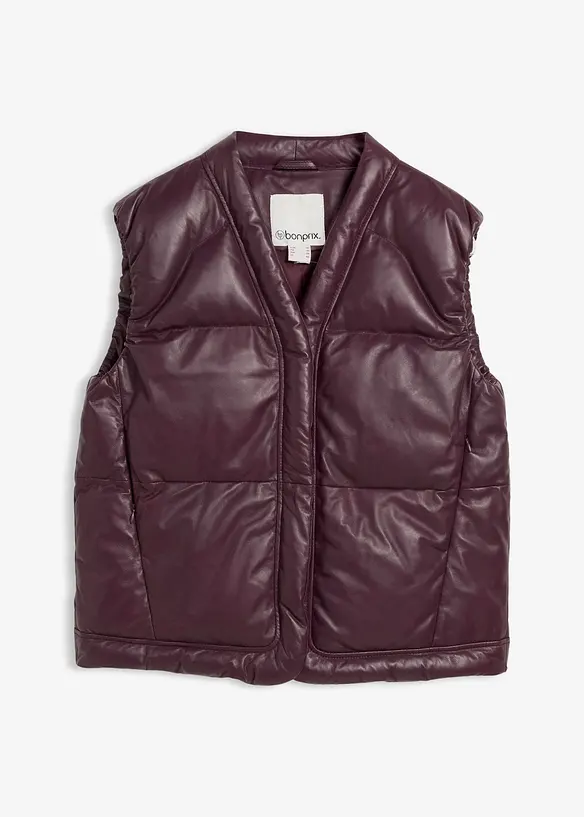 Vattert skinnvest i lammenappa, bonprix