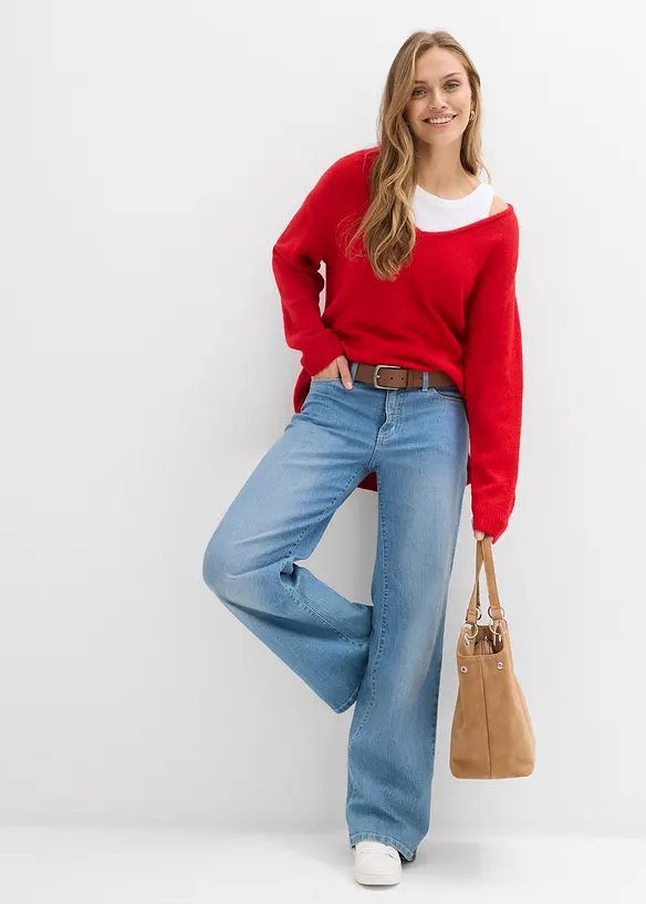 Oversized, lang genser med sidesplitter, bonprix