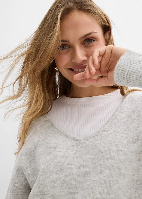 Oversized, lang genser med sidesplitter, bonprix