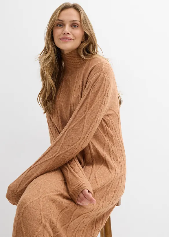 Kabelstrikket kjole, bonprix