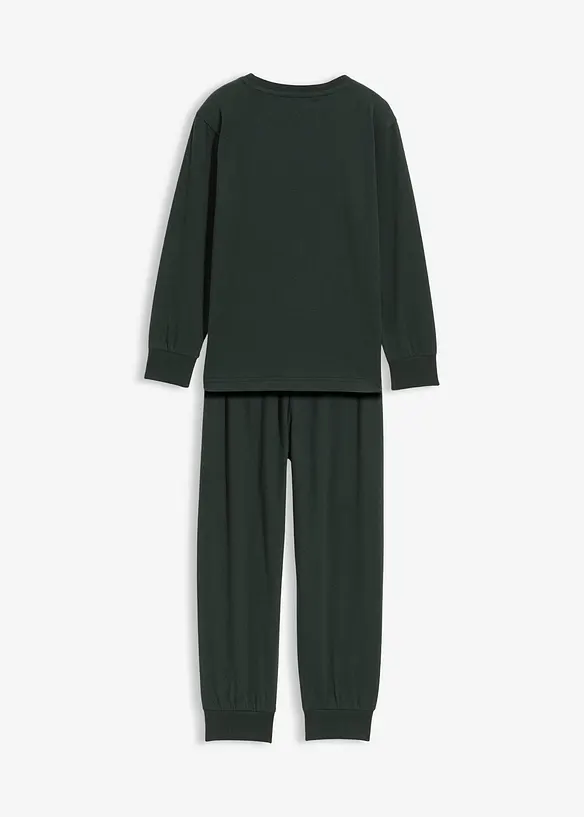 Pyjamas med myk bomull med trykk som lyser om natten (2-delt sett), bonprix