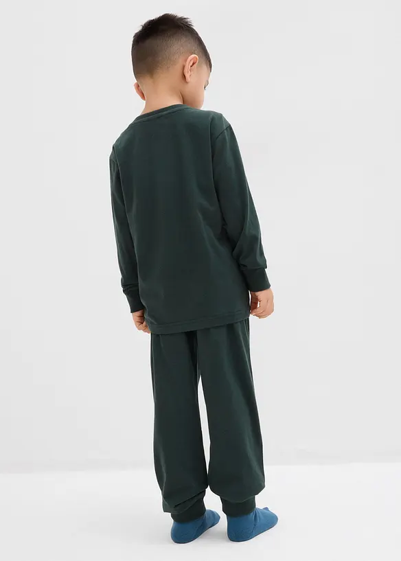Pyjamas med myk bomull med trykk som lyser om natten (2-delt sett), bonprix