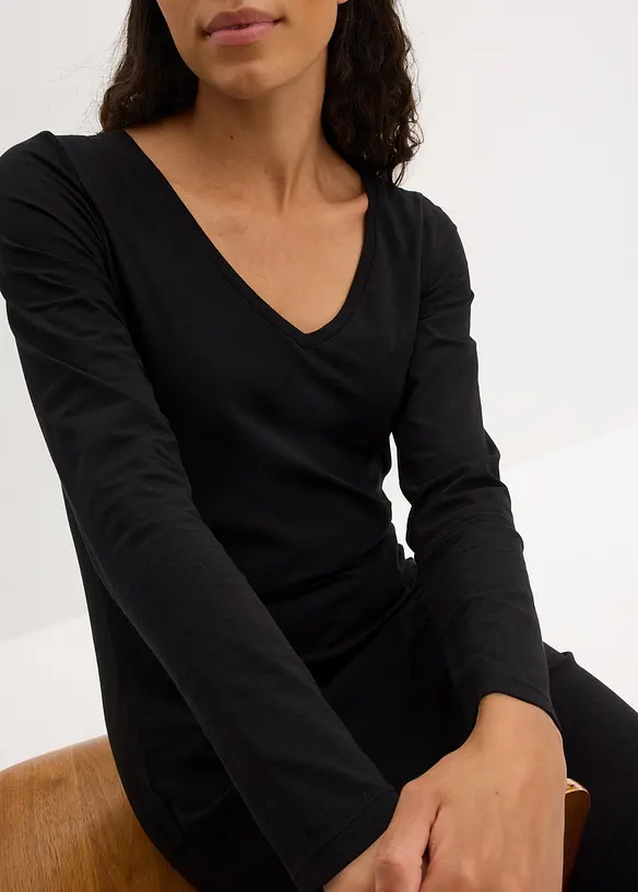 Jerseykjole med V-hals (2-pack), bonprix