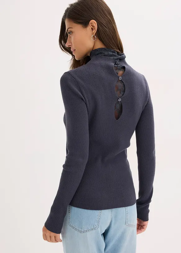 Ribbestrikket genser i lett viskosemiks, bonprix