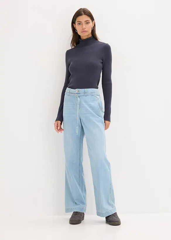 Ribbestrikket genser i lett viskosemiks, bonprix