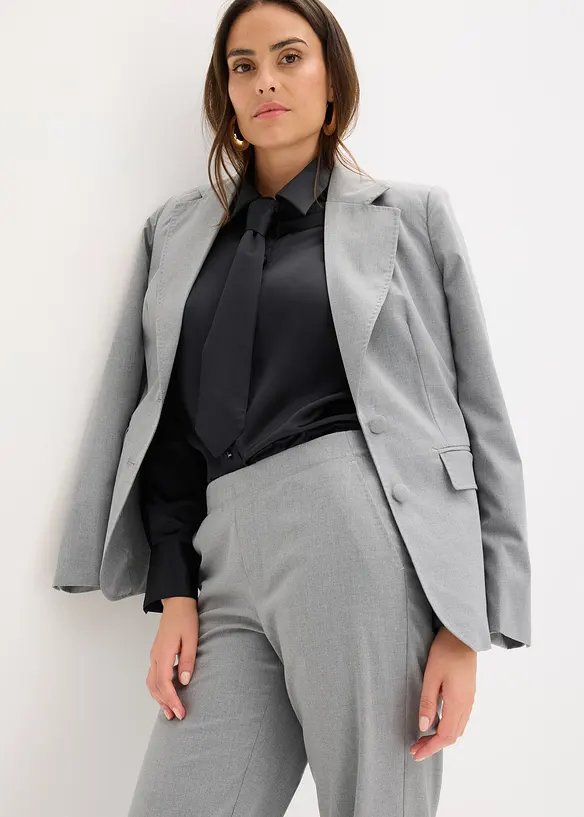 Skjorte i sateng med avtagbart slips (2-delt sett), bonprix