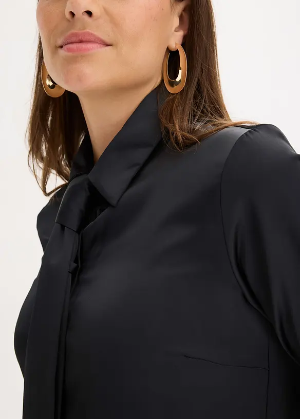 Skjorte i sateng med avtagbart slips (2-delt sett), bonprix