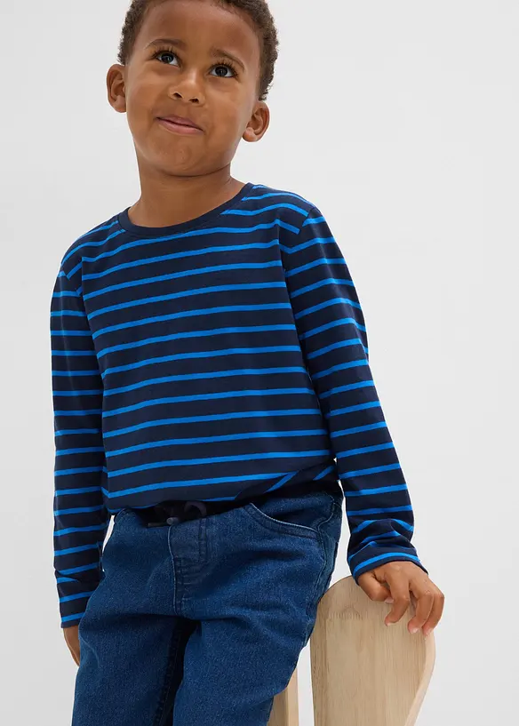 Termojeans med jerseyfôr til gutt, bonprix