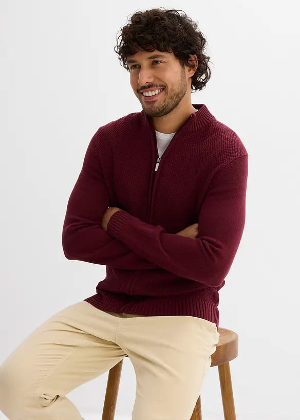 Finstrikket cardigan i 100% bomull, bonprix