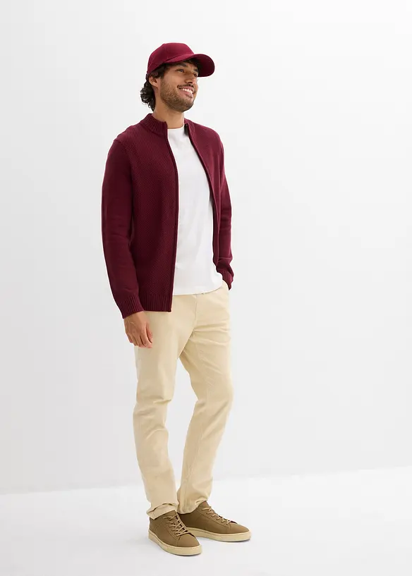 Finstrikket cardigan i 100% bomull, bonprix