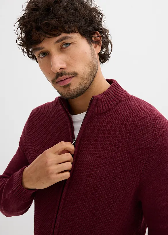 Finstrikket cardigan i 100% bomull, bonprix