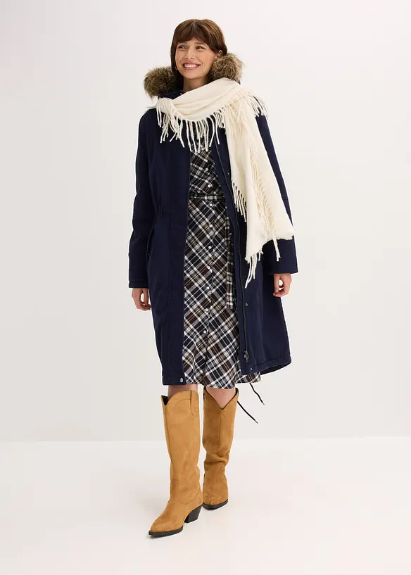 Lang, vattert parkas, bonprix