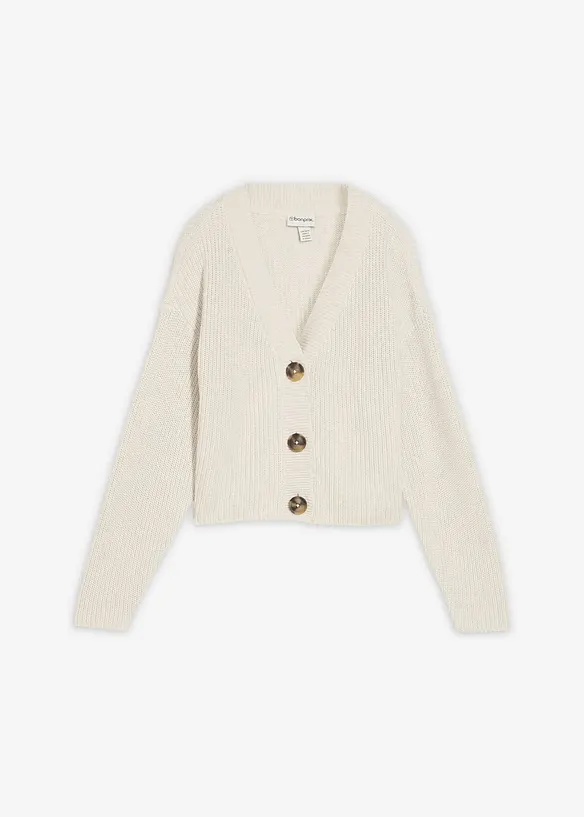 Grovstrikket cardigan i 100% bomull, bonprix