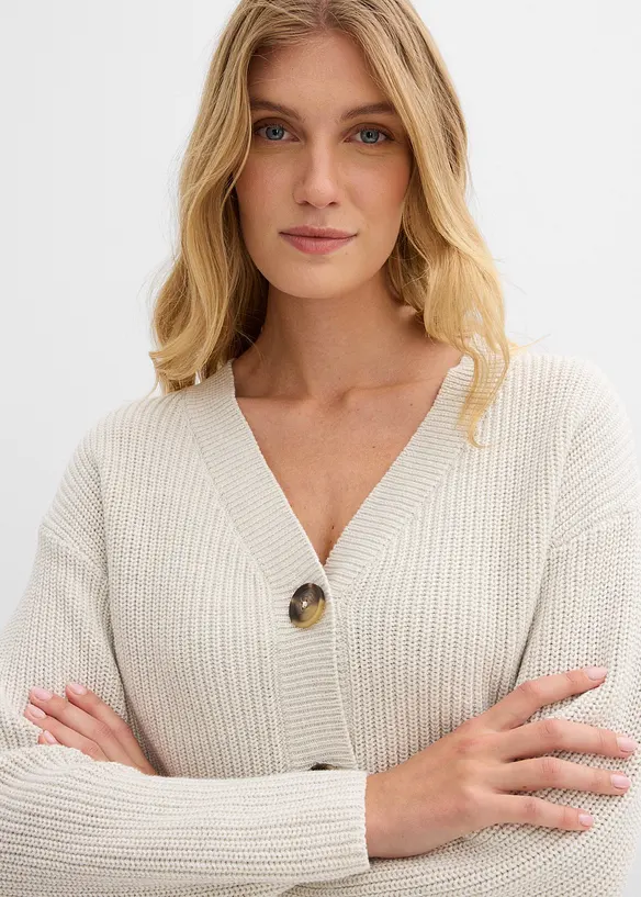 Grovstrikket cardigan i 100% bomull, bonprix