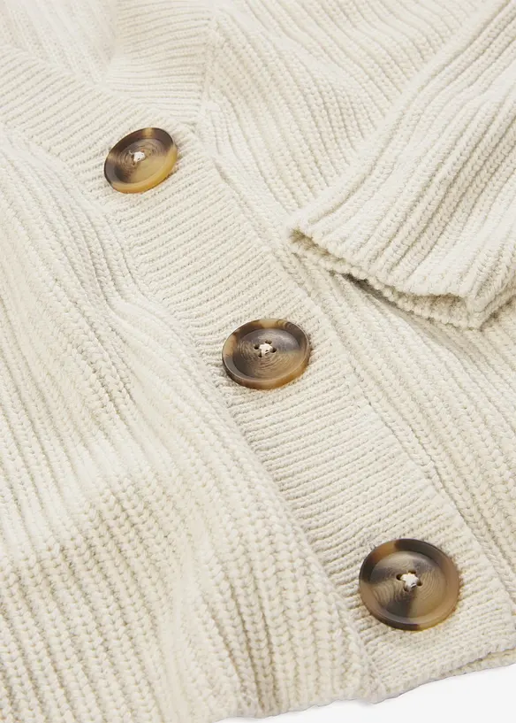 Grovstrikket cardigan i 100% bomull, bonprix