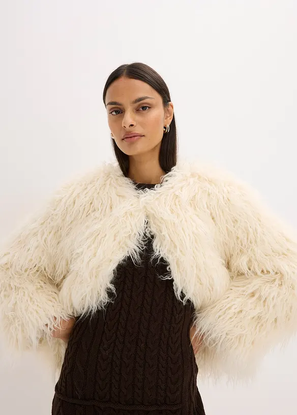 Oversized fuskepels-jakke, bonprix