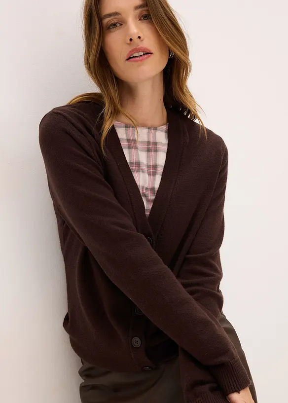 Lang strikkejakke av myk viskosemiks, bonprix