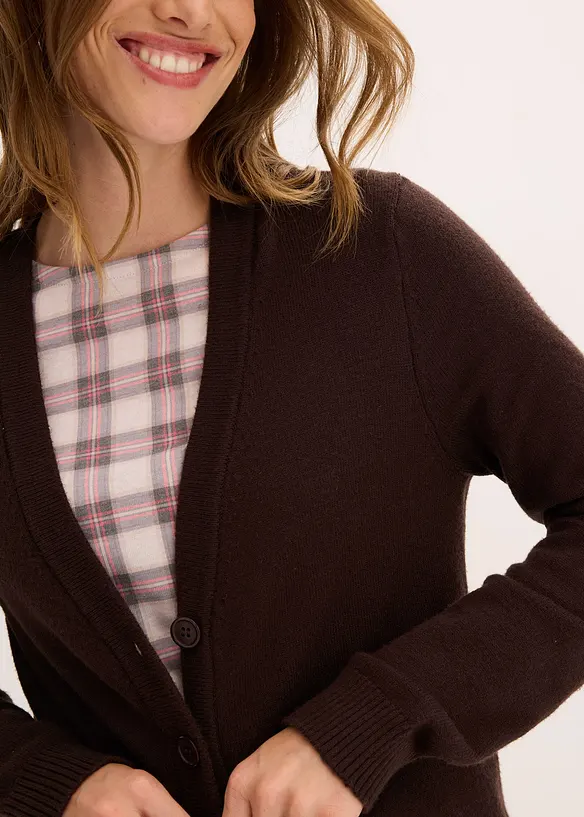 Lang strikkejakke av myk viskosemiks, bonprix