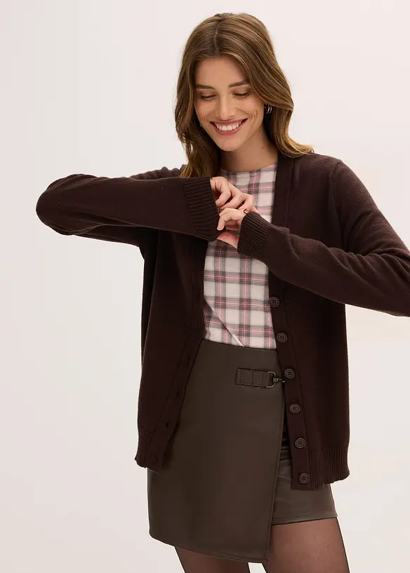 Lang strikkejakke av myk viskosemiks, bonprix