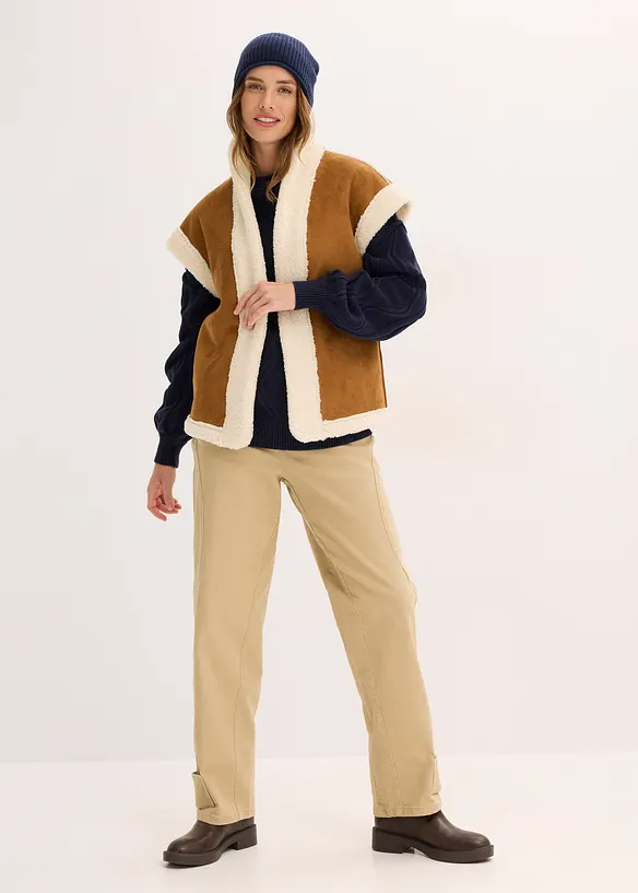 Oversized genser med flettem&oslash;nster, bonprix