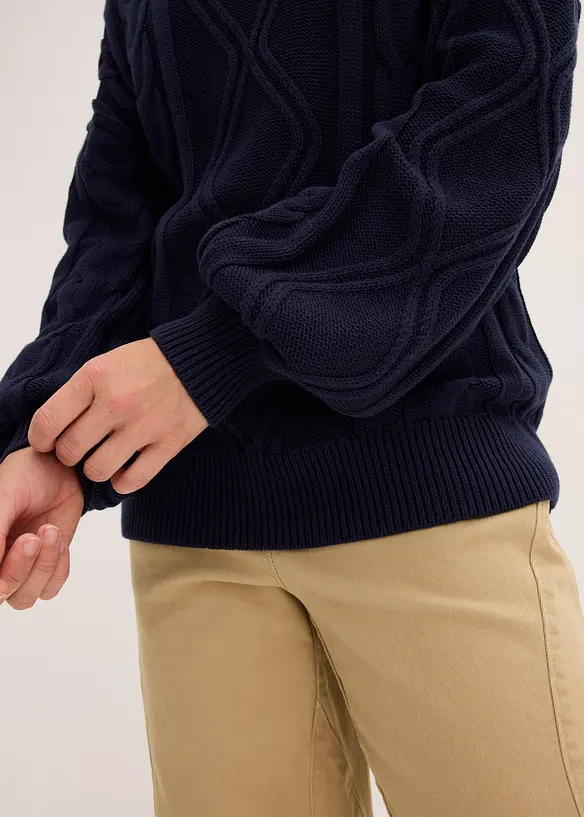 Oversized genser med flettem&oslash;nster, bonprix