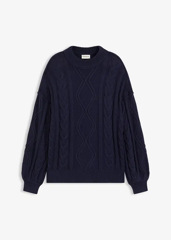 Oversized genser med flettem&oslash;nster, bonprix